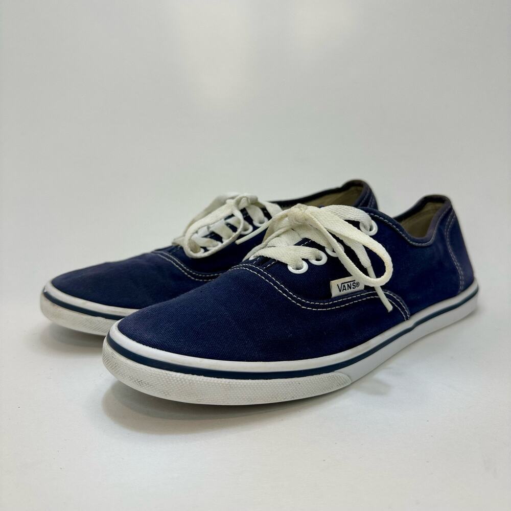 VANS Off The Wall Navy Blue Skate Shoes Canvas White Laces Size W7/M5.5